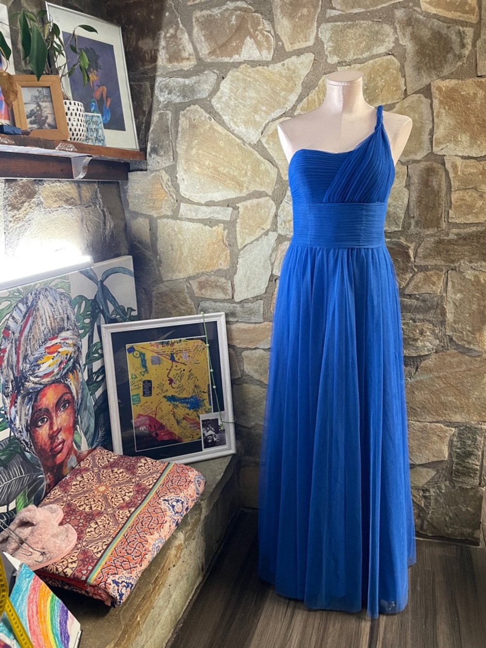 💙 Jordan Royal Blue One Shoulder Tulle Gown – Size 6